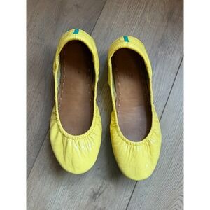 TIEKS by Gavrieli Sz 8 Yellow Leather Round Toe Ballet Flat Foldable Comfort